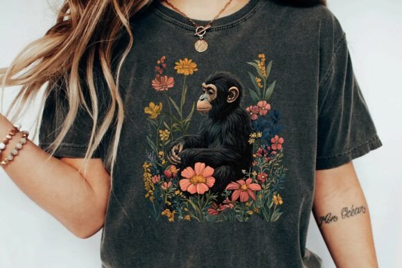 A Vintage Chimpanzee in a Botanical Garden: A Design for Your Projects