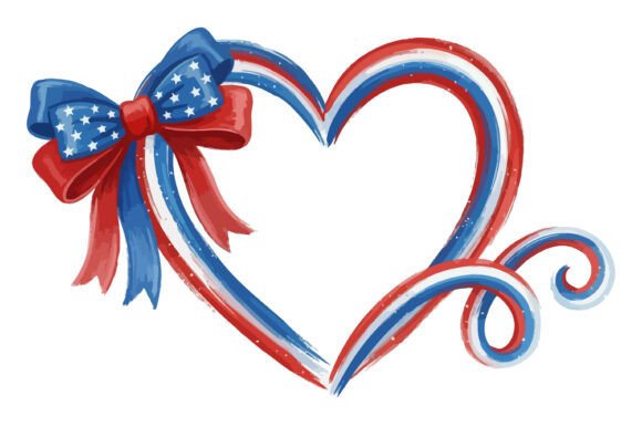 Celebrate with Style: The Patriotic Heart with Bow Design