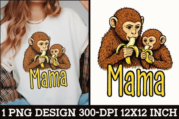 Cute Mama Monkey T-Shirt PNG Design for Creative Projects