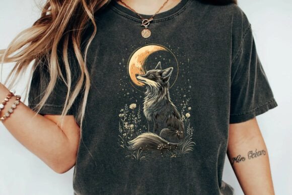 Enchant Your Projects: The Celestial Fox Moon Floral Night Sky Woodland Animal Sublimation Design Png
