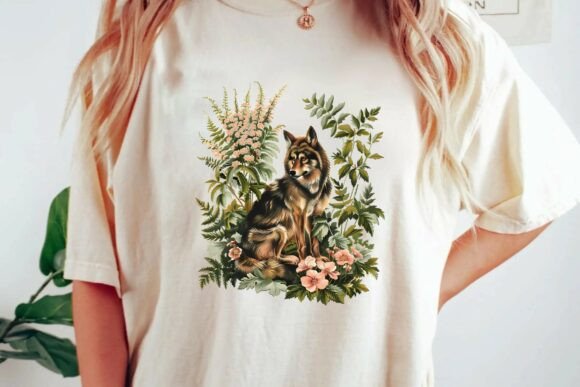 Enchanted Forest Aesthetics: A Botanical Wolf PNG for Your Designs