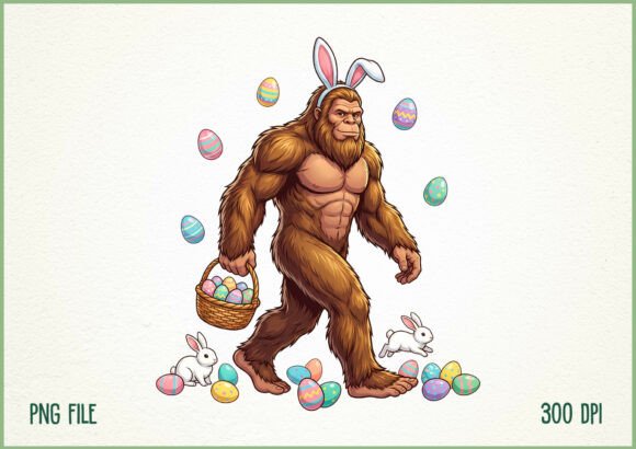 Quirky Cryptid Creativity: The Funny Easter Bigfoot Bunny Design
