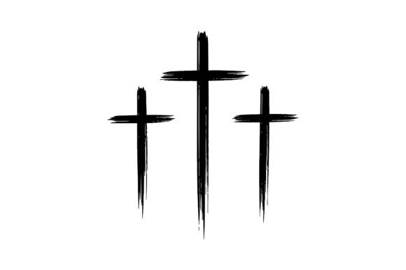 Three Grunge Crosses Silhouette: Design with Depth