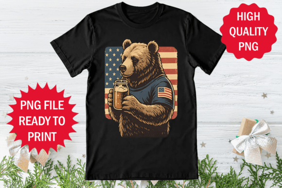 Unleash the Fun: The USA Bear Drinking Graphic for Your Merch