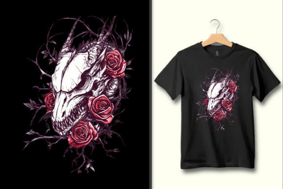 Unleashing the Dragon Skull Roses Tattoo Design Artwork